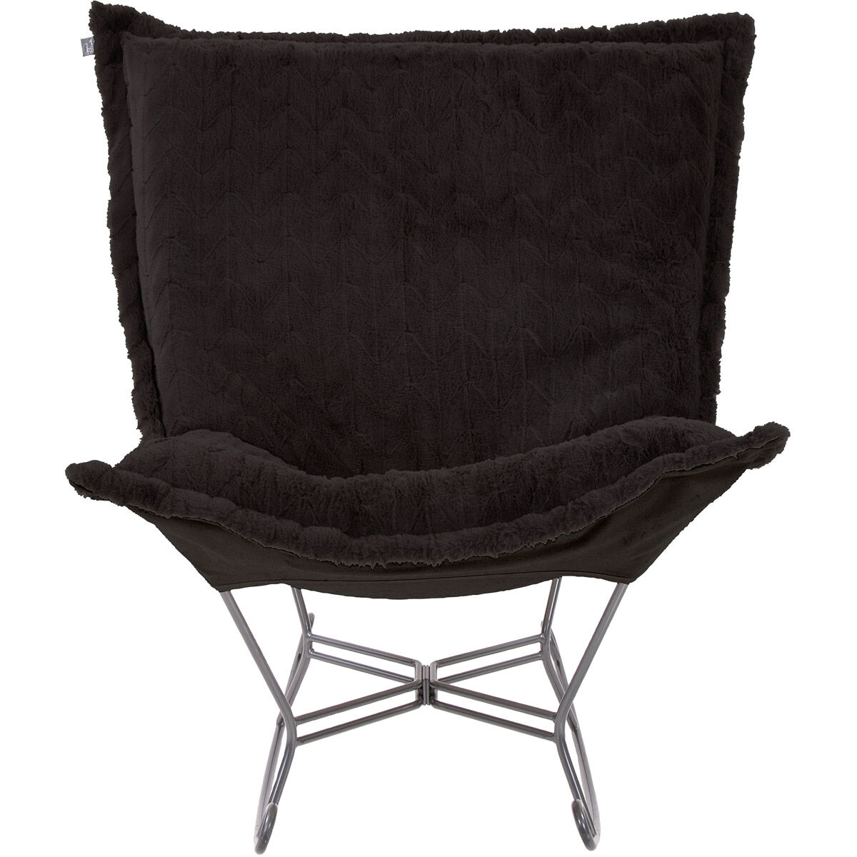 Puff Angora Ebony Scroll Rocker with Cover