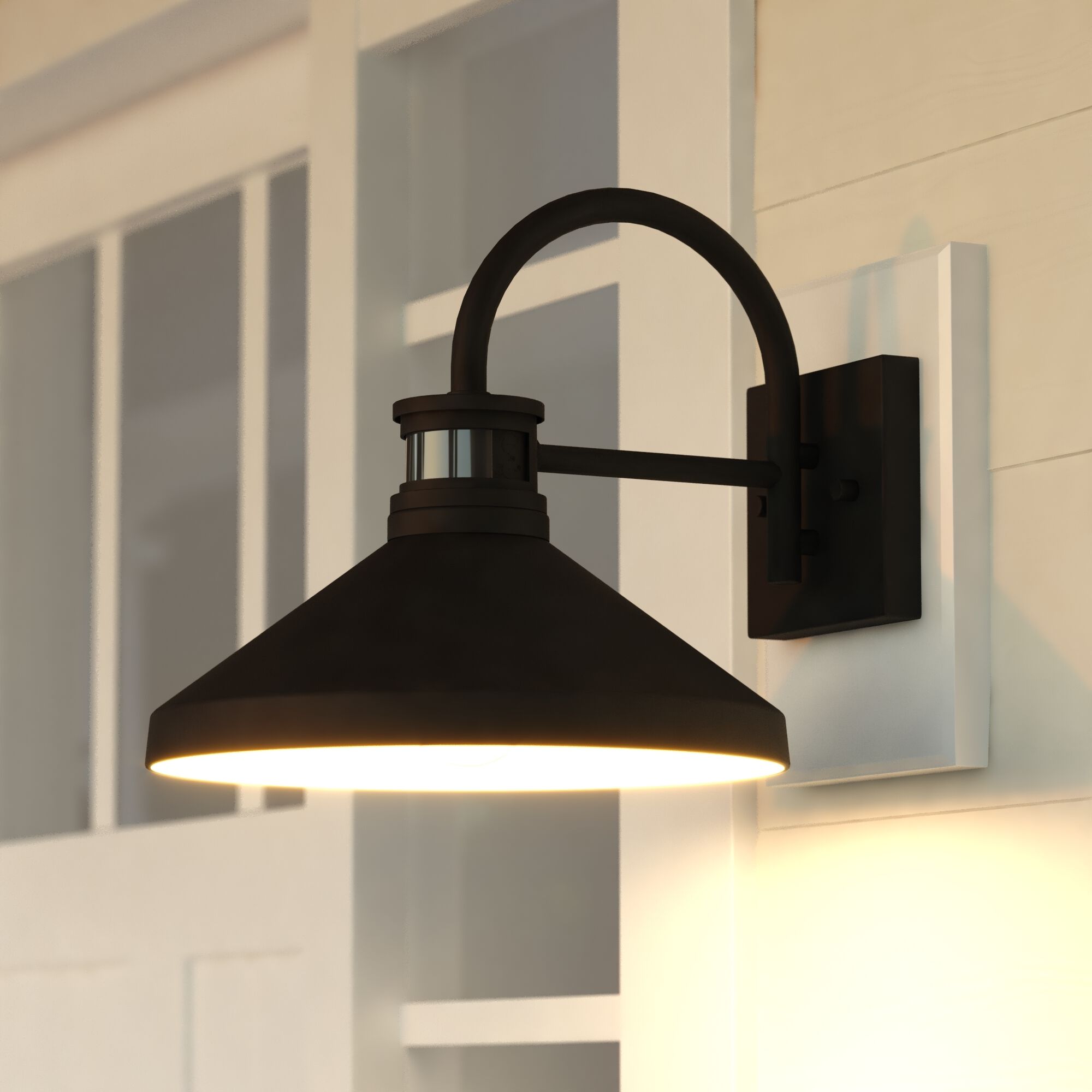 Highland Park 1 Light 10.75 inch Matte Black and White Outdoor Motion Sensor Wall Light