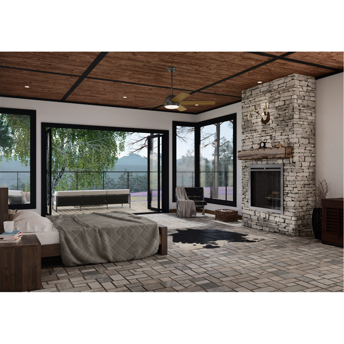 Romulus 60 inch Noble Bronze with American Walnut/Greyed Walnut Blades Ceiling Fan