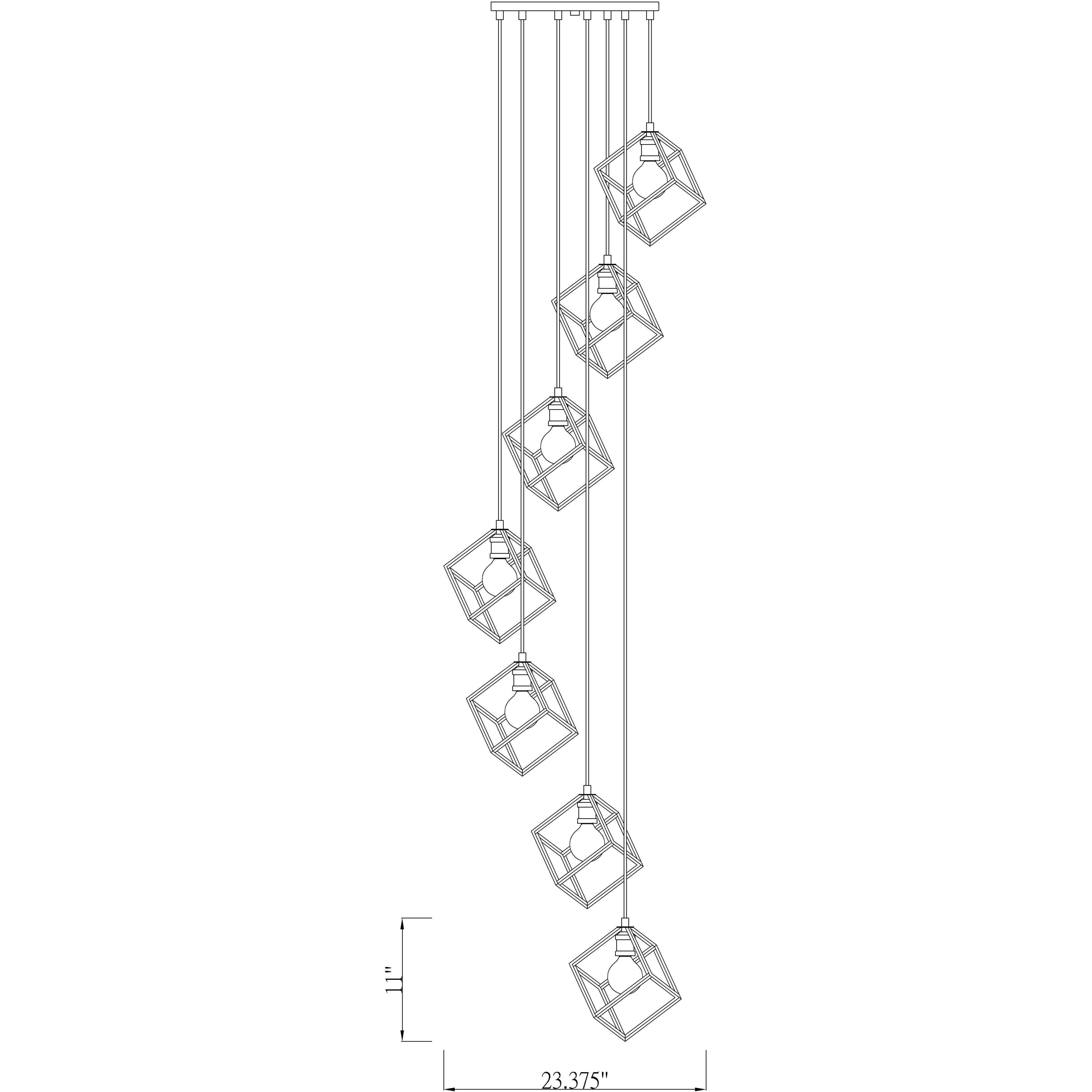 Vertical 7 Light 23.5 inch Matte Black and Brushed Nickel Chandelier Ceiling Light