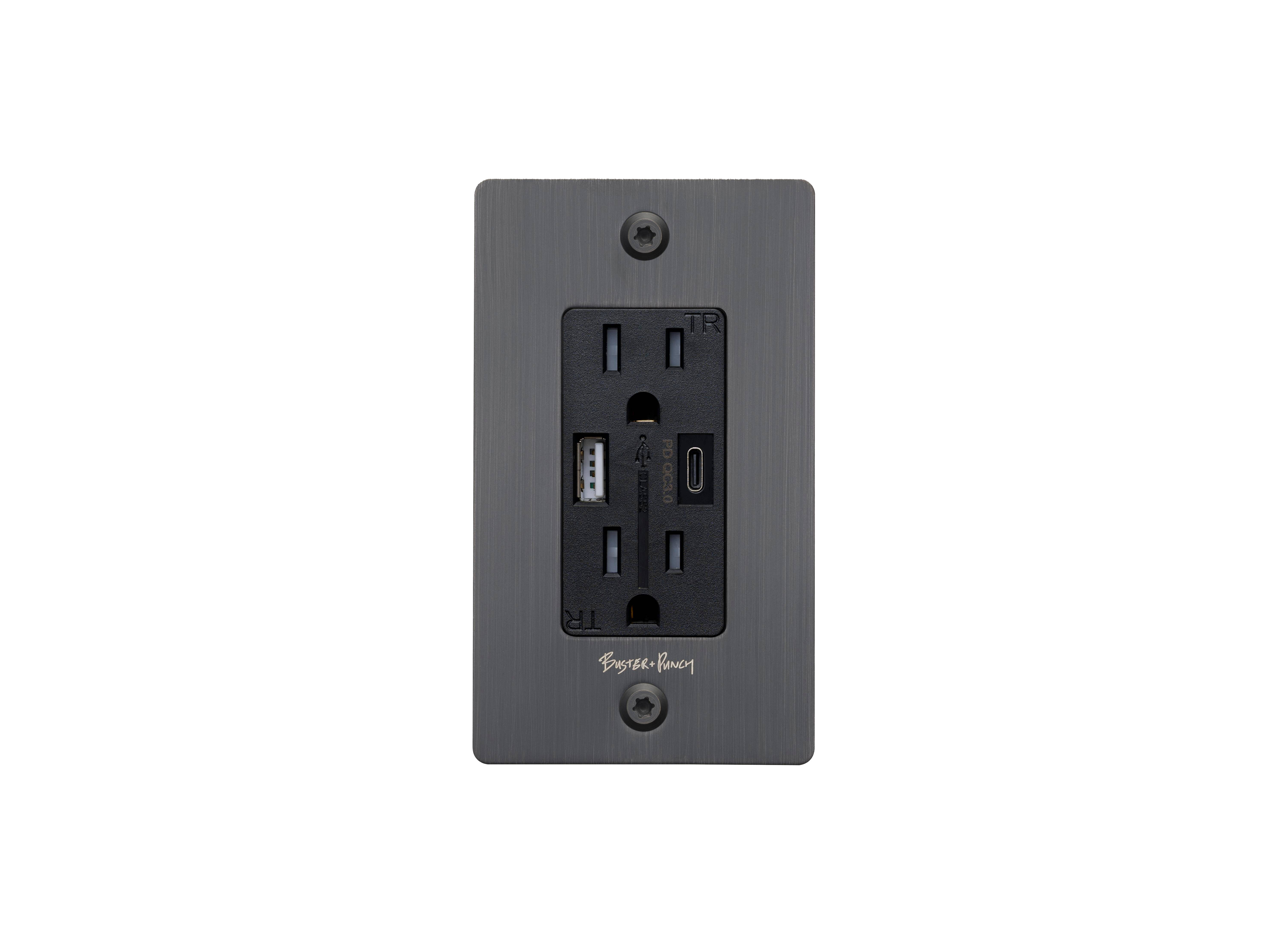 1G Duplex 125 Smoked Bronze Outlet, USB A + C