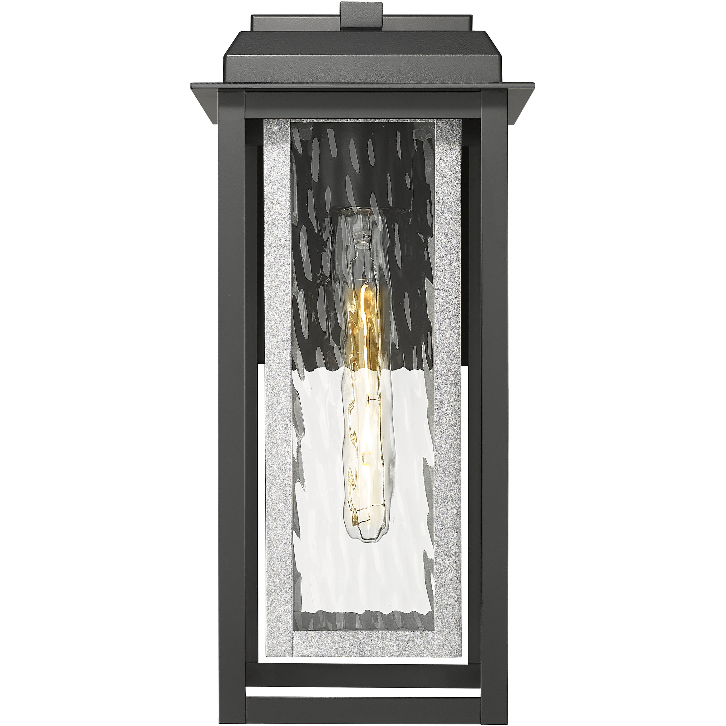 Mansfield 1 Light 16.5 inch Matte Black with Silver Outdoor Sconce in Waterglass