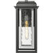 Mansfield 1 Light 16.5 inch Matte Black with Silver Outdoor Sconce in Waterglass