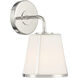 Fulton Bath Sconce Wall Light in Polished Nickel, White