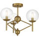 Auresa 3 Light 20 inch Soft Brass Semi Flush Ceiling Light