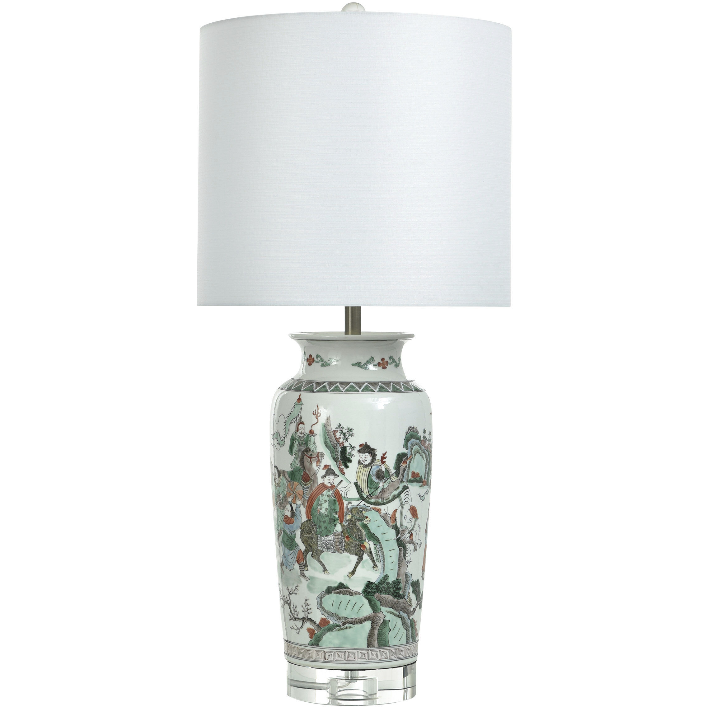 Chinoiserie 39.5 inch 150 watt Multicolor and White Table Lamp Portable Light