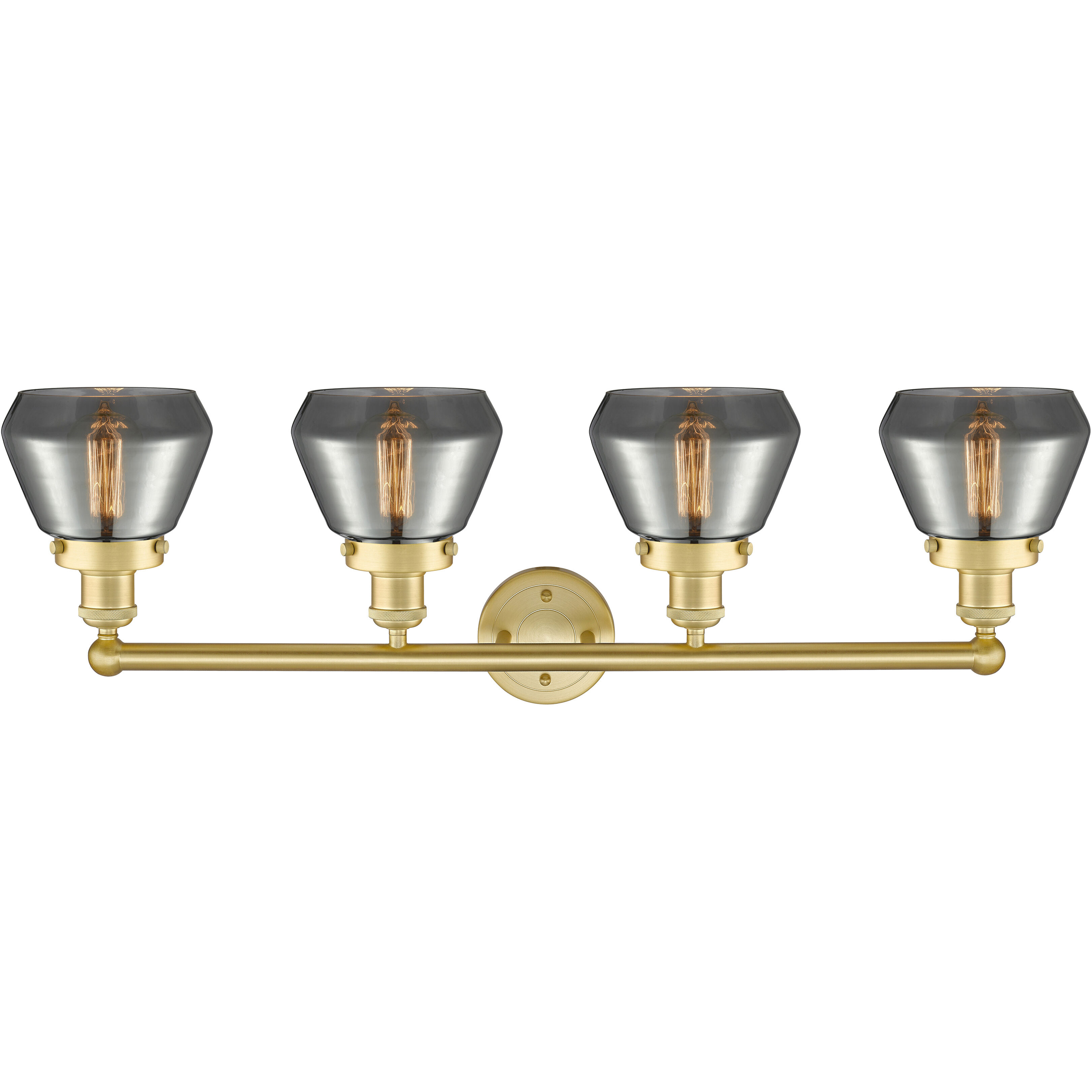 Fulton 4 Light 33.5 inch Satin Gold Bath Vanity Light Wall Light in Plated Smoke Glass