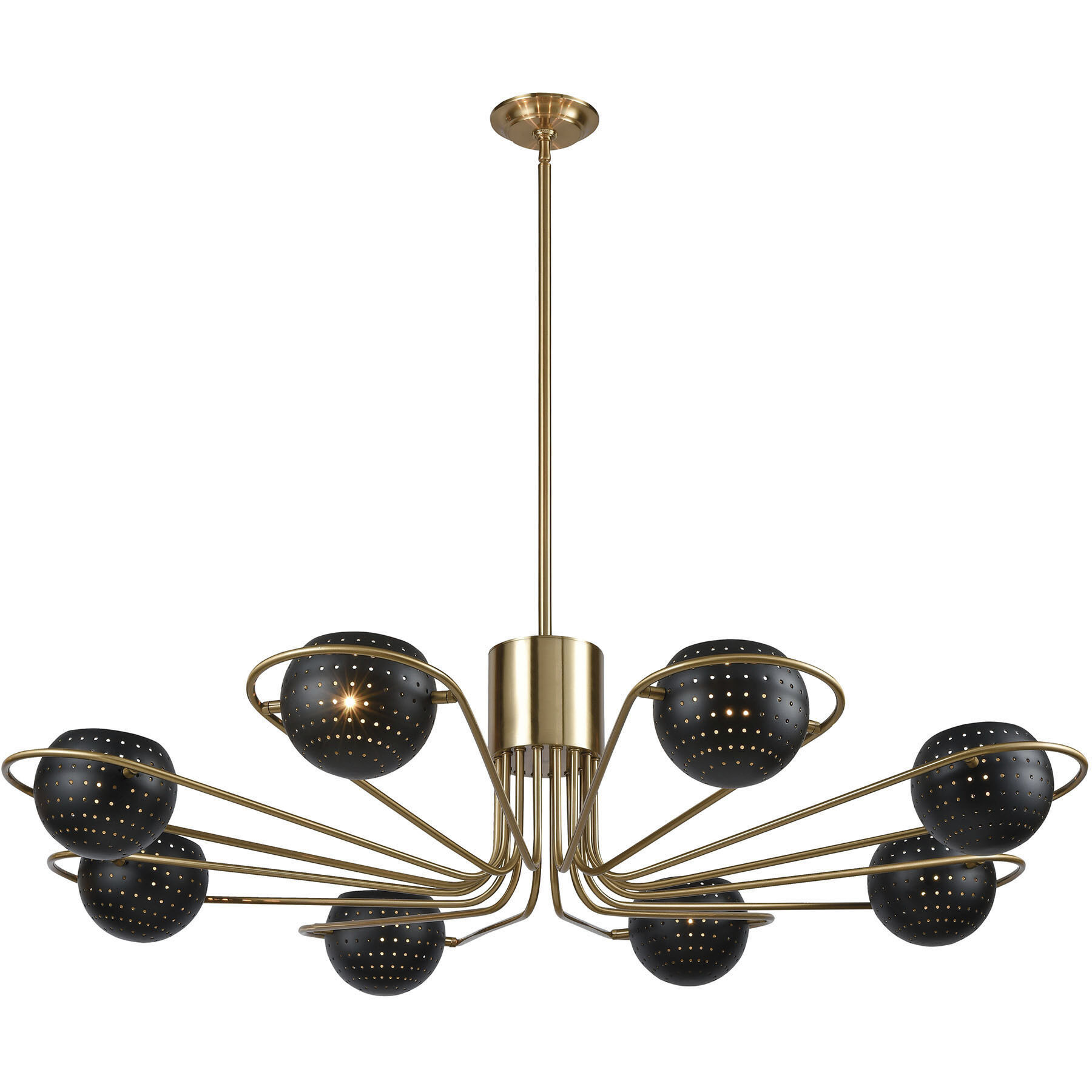 Scarab 8 Light 47 inch Satin Brass with Black Chandelier Ceiling Light