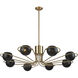 Scarab 8 Light 47 inch Satin Brass with Black Chandelier Ceiling Light