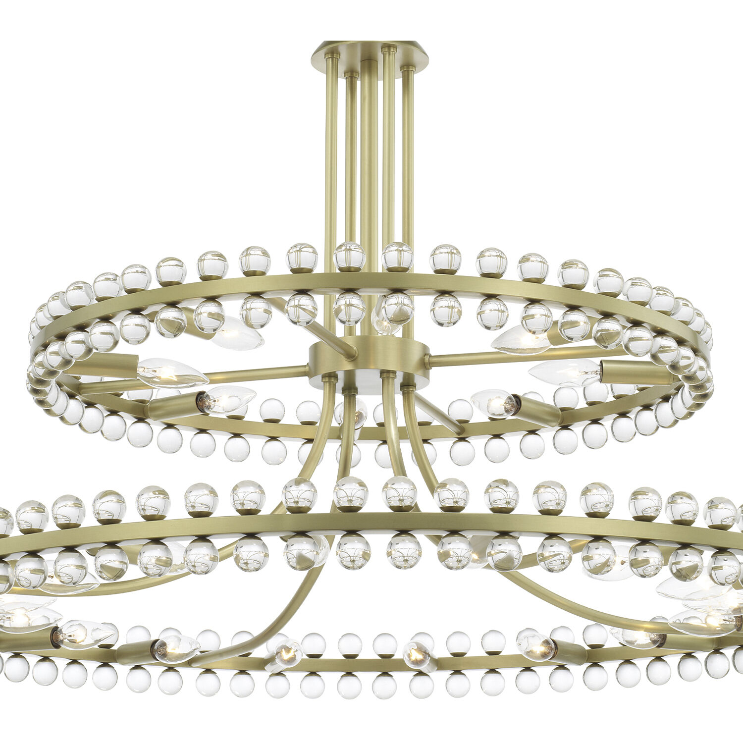 Clover 24 Light 39.25 inch Aged Brass Chandelier Ceiling Light