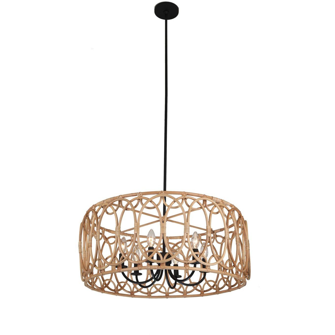 Tablas 6 Light 28 inch Matte Black Pendant Chandelier Ceiling Light