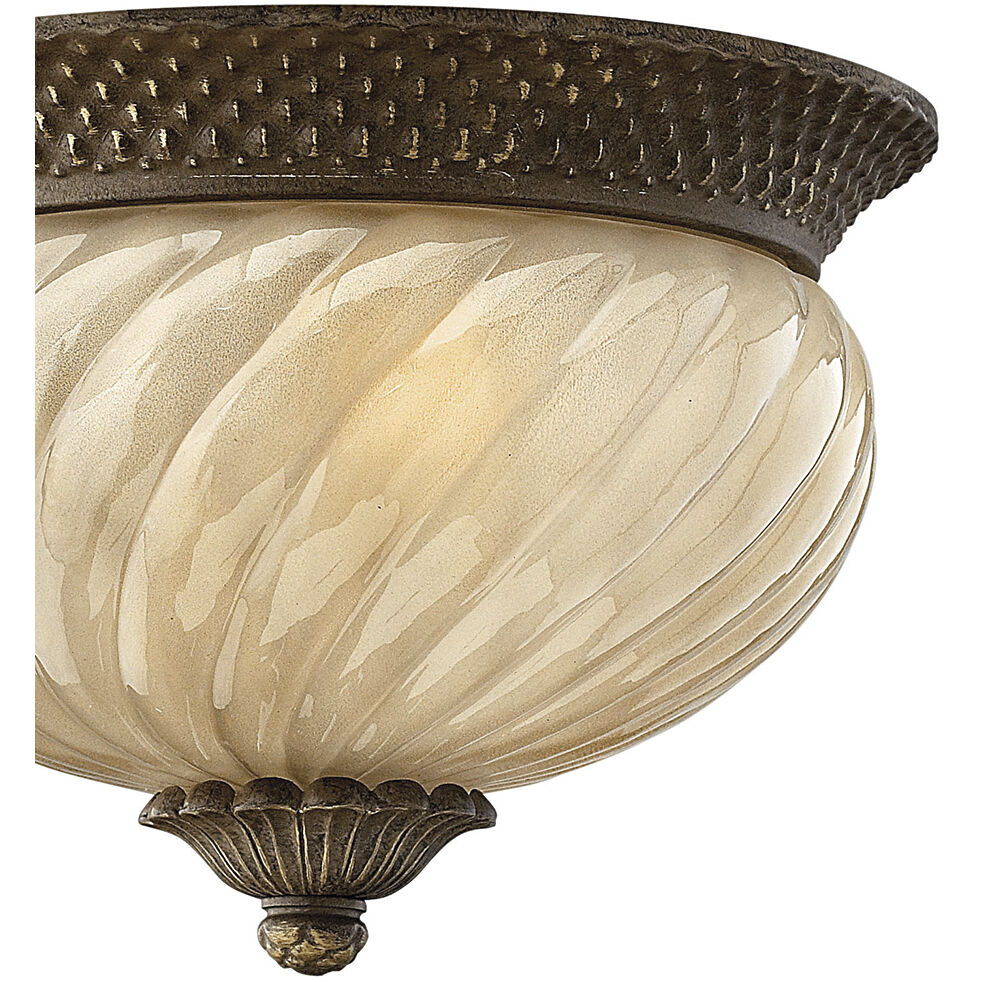 Plantation 2 Light 12 inch Pearl Bronze Outdoor Flush Mount
