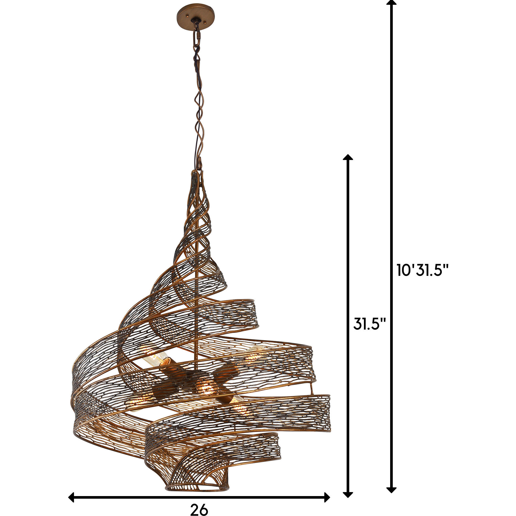 Flow 6 Light 26 inch Hammered Ore Pendant Ceiling Light