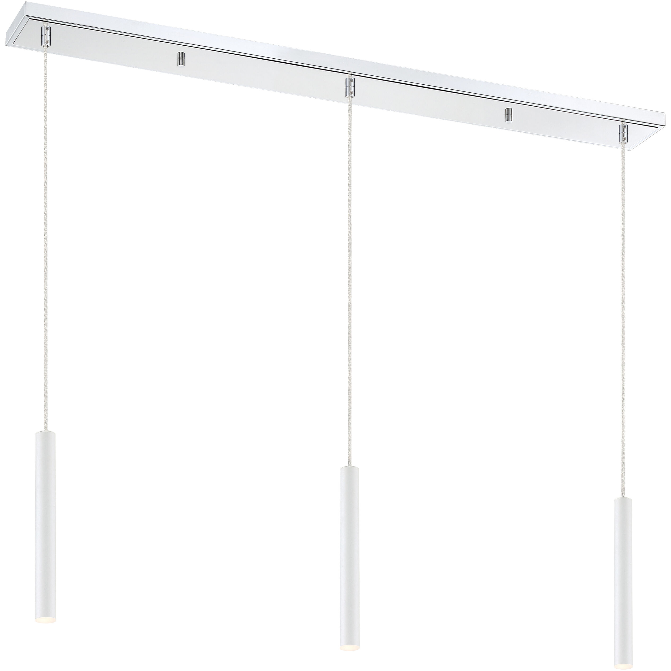 Forest LED 46 inch Chrome Linear Chandelier Ceiling Light in 3, 17, Matte White Steel