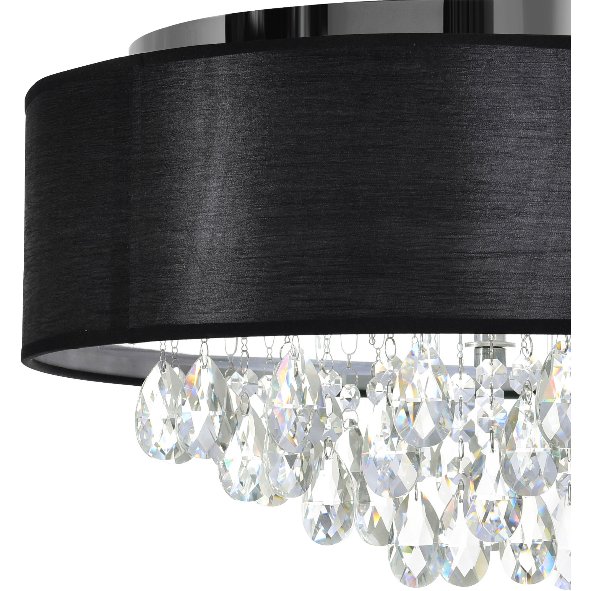 Dash 4 Light 18 inch Chrome Drum Shade Flush Mount Ceiling Light in Black