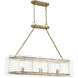 Genry 3 Light 41 inch Warm Brass Linear Chandelier Ceiling Light