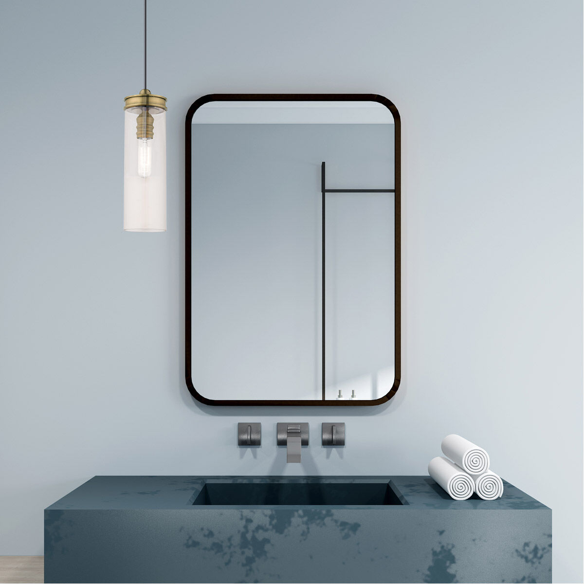 Art Glass 1 Light 5.13 inch Antique Brass Mini Pendant Ceiling Light