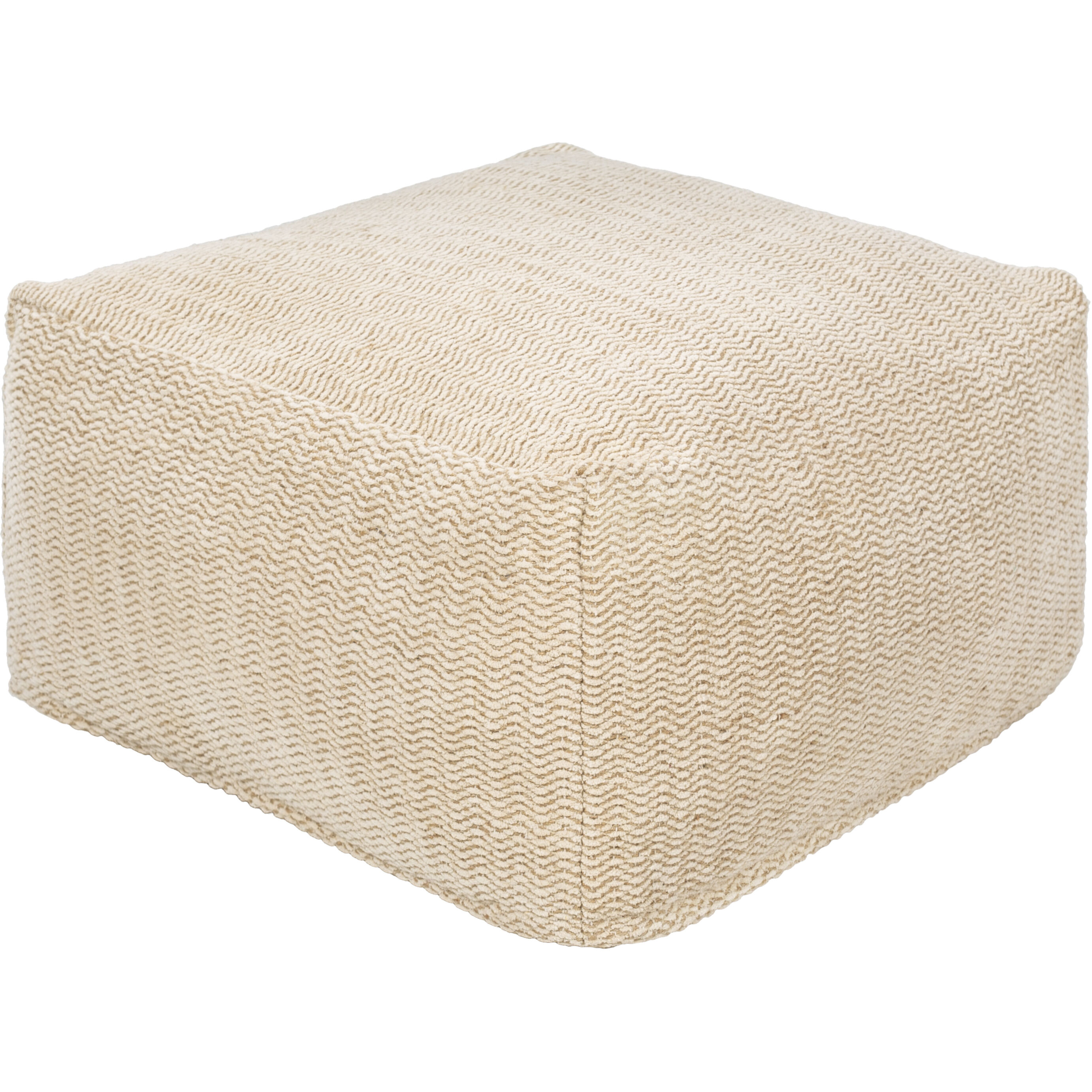 Palmetto 13 inch Light Beige Pouf, Rectangle