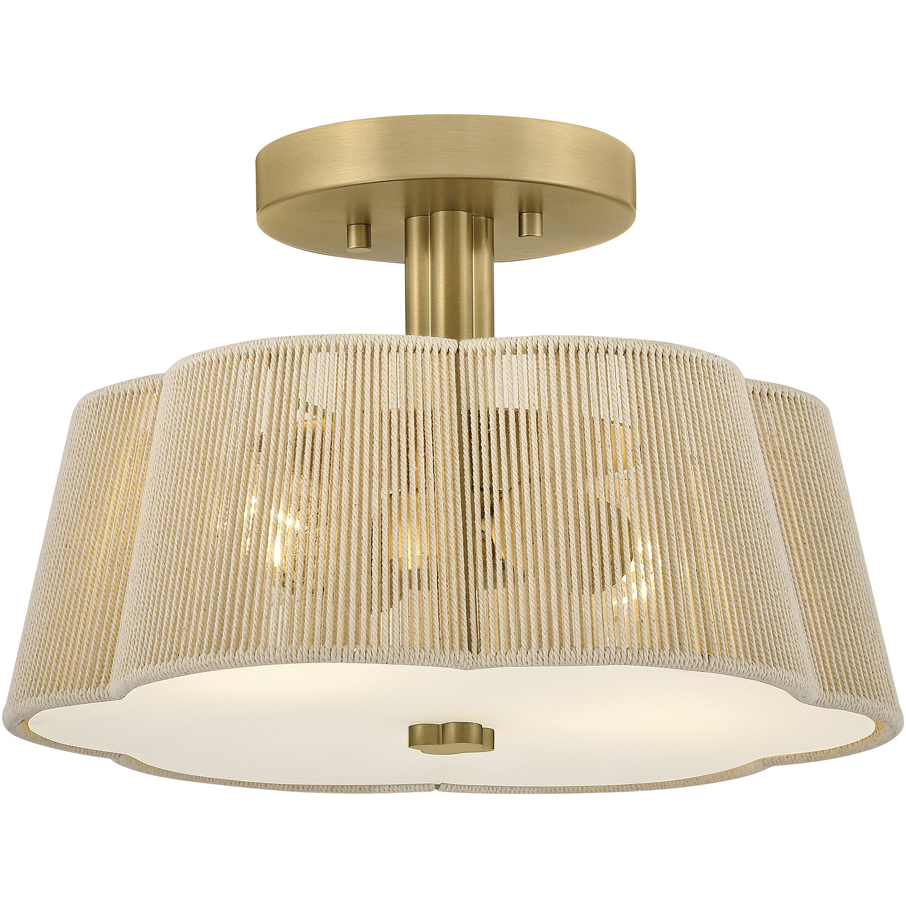 Sasha 2 Light 14.25 inch Lacquered Brass Semi-Flush Mount Ceiling Light