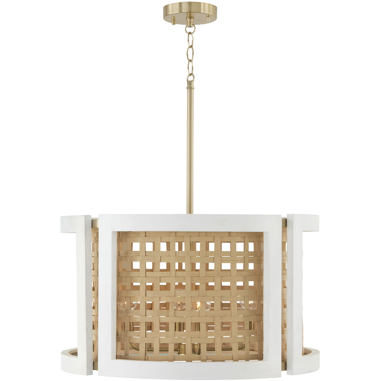 Lola 4 Light 24 inch Flat White and Matte Brass Pendant Ceiling Light