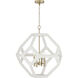 Geo 4 Light 24 inch Flat White and Matte Brass Pendant Ceiling Light
