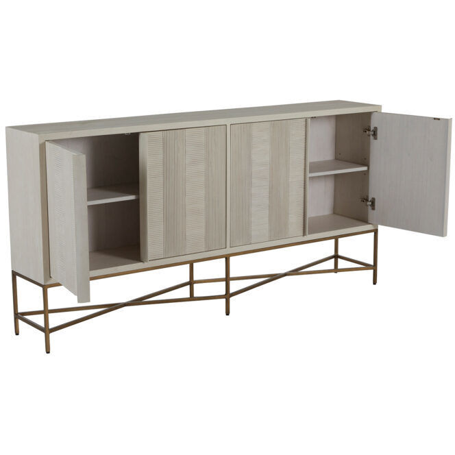 Carol Cerused White / Stained Brass Cabinet