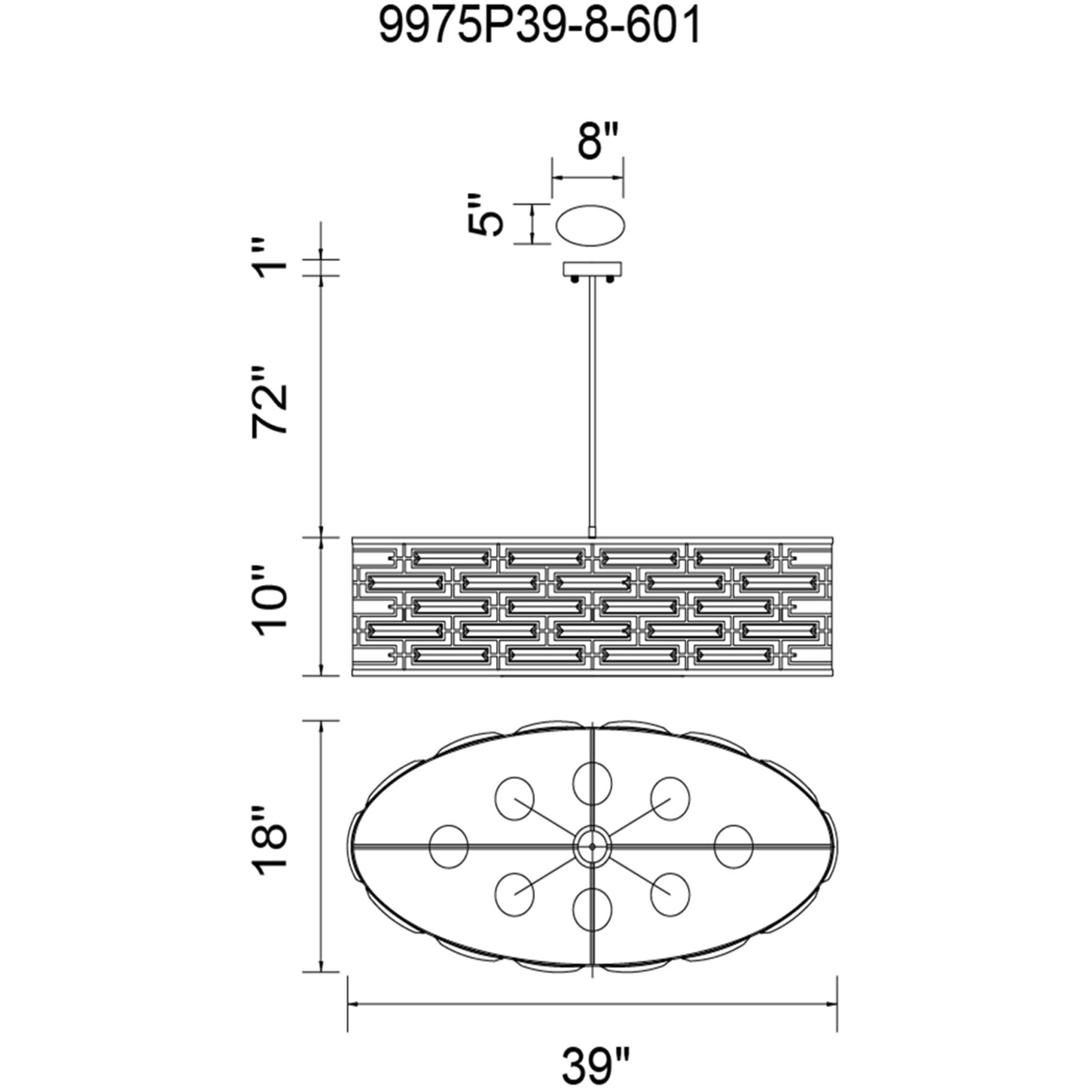 Petia 8 Light 39 inch Chrome Drum Shade Island Light Ceiling Light