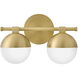 Bowie 2 Light 14.25 inch Lacquered Brass Vanity Light Wall Light