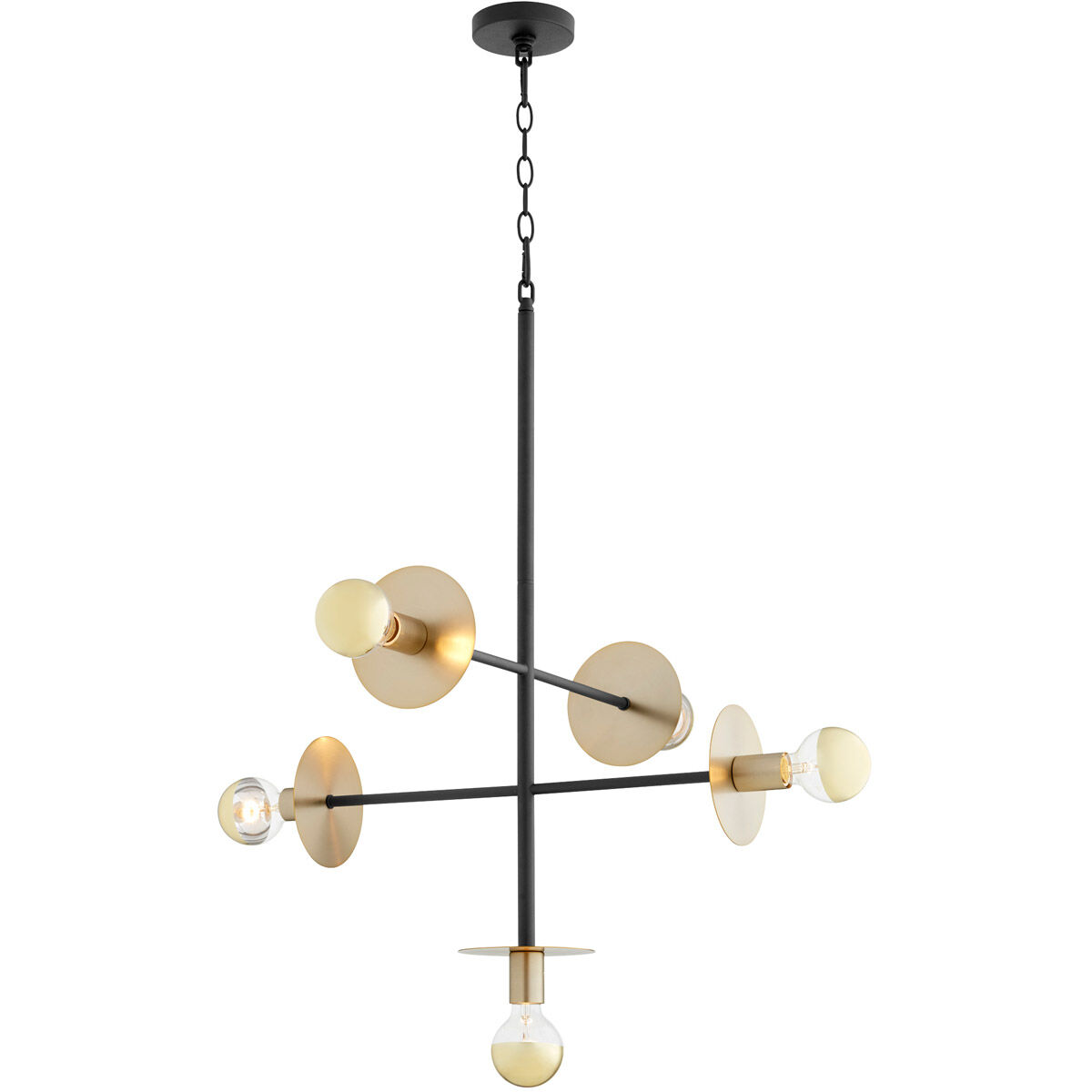 Voyager 5 Light 24 inch Noir with Aged Brass Pendant Ceiling Light