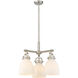 Newton Bell 3 Light 20.38 inch Satin Nickel Pendant Ceiling Light in Matte White Glass
