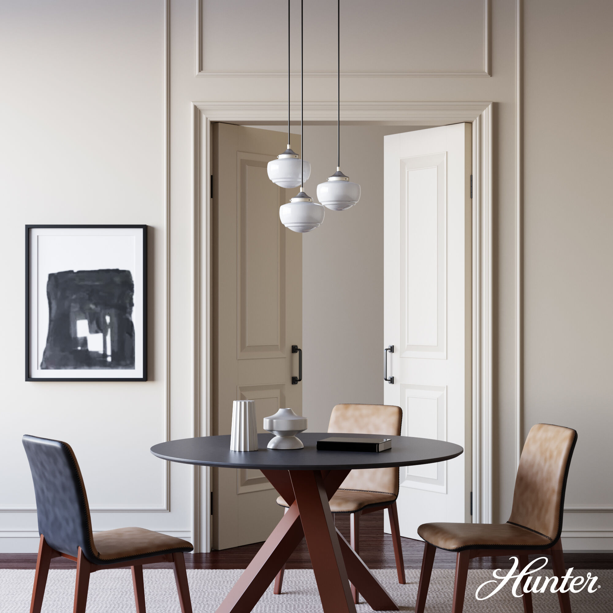 Saddle Creek 3 Light 17.25 inch Brushed Nickel Round Cluster Pendant Ceiling Light