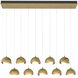 Brooklyn 10 Light 44.5 inch Modern Brass and Modern Brass Pendant Ceiling Light, Rectangular