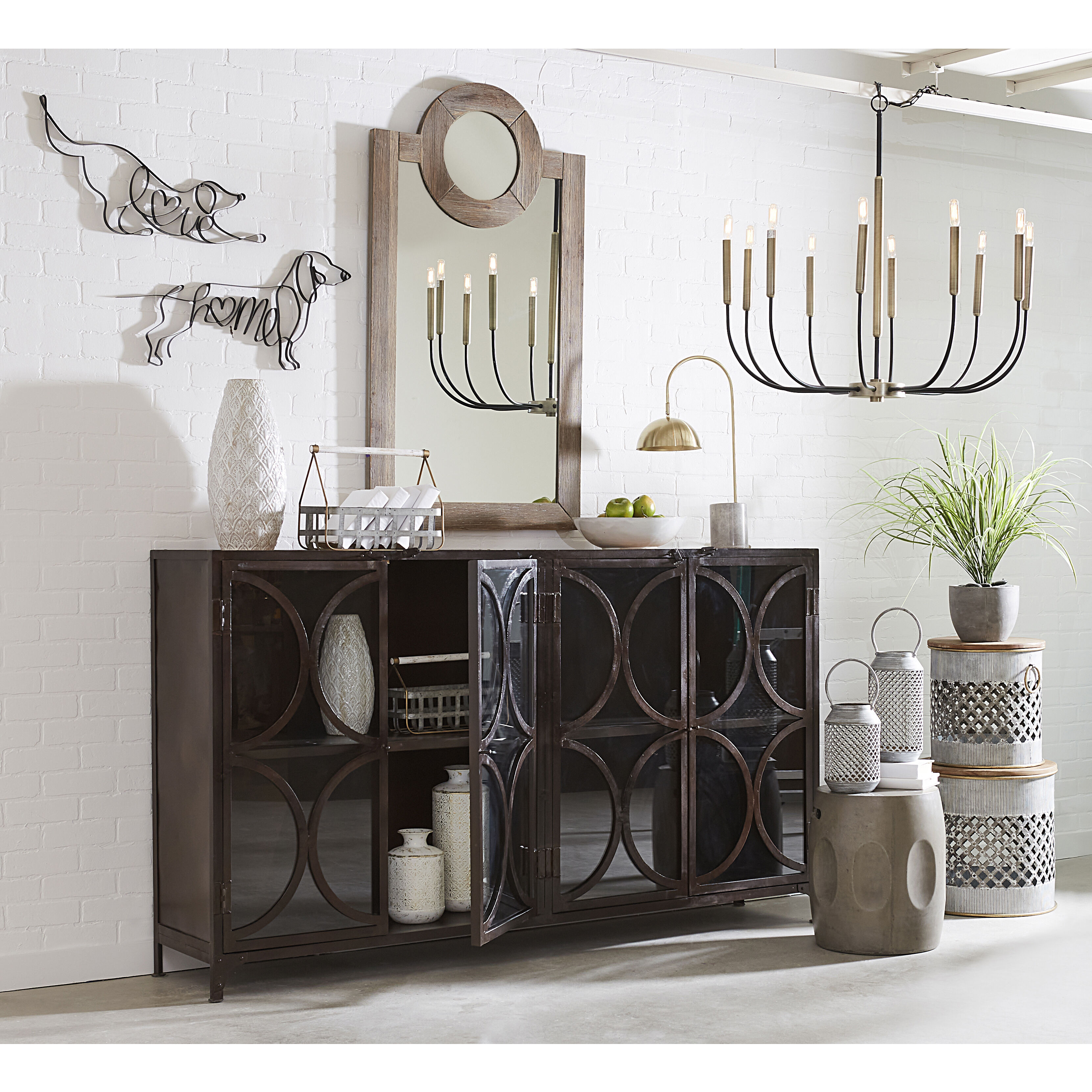 Parla 18 X 18 inch Galvanized with Brown Accent Table, Set of 2