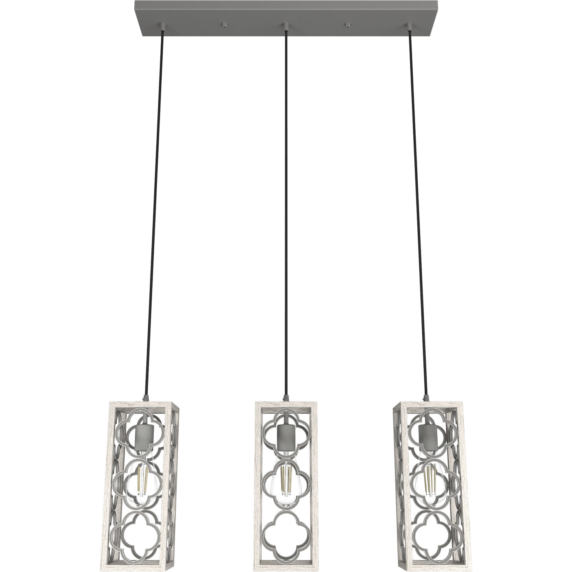 Gablecrest 3 Light 5 inch Distressed White Linear Cluster Pendant Ceiling Light