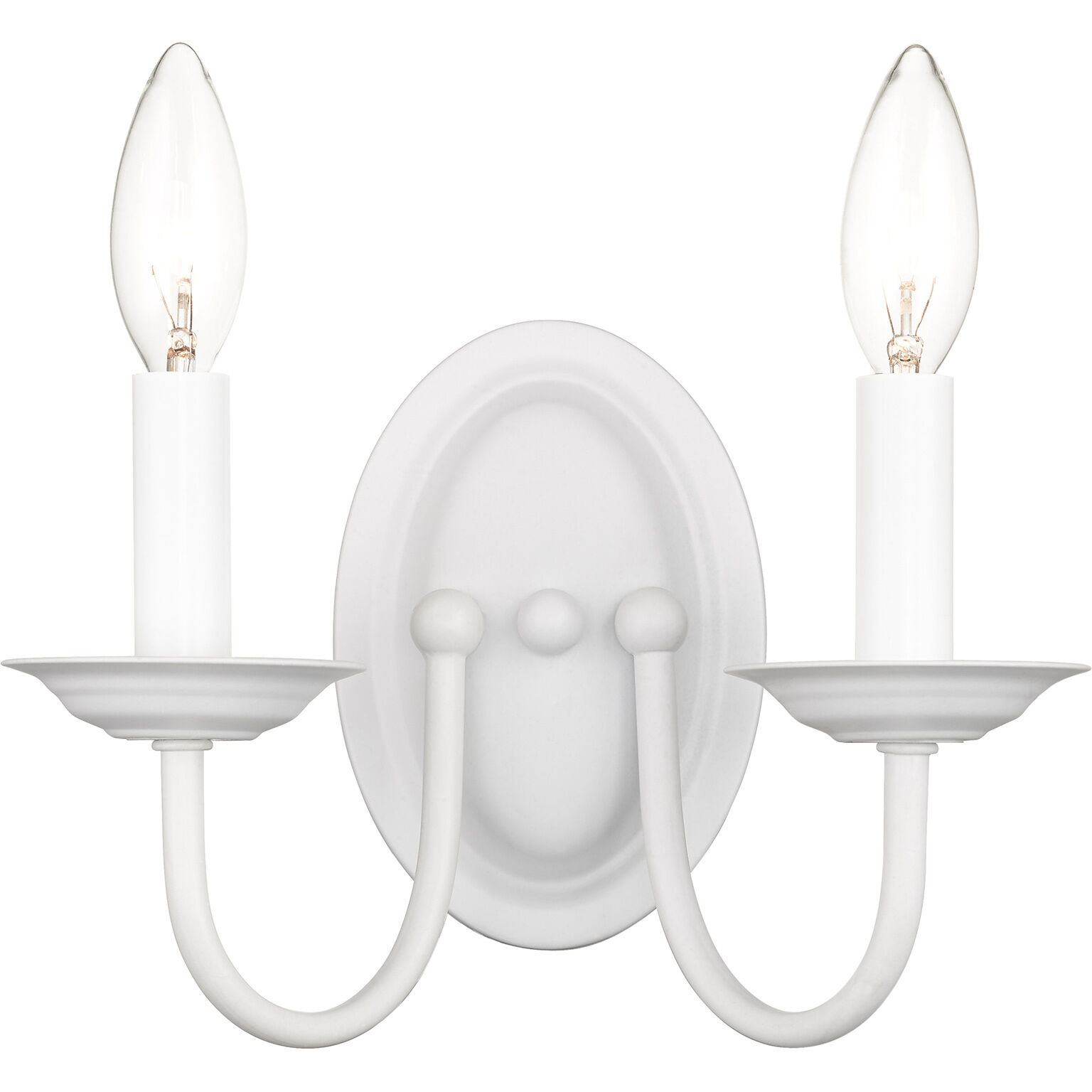 Home Basics 2 Light 10 inch White Wall Sconce Wall Light