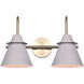 Talia 2 Light Matte Grey and Gold Vanity Light Wall Light