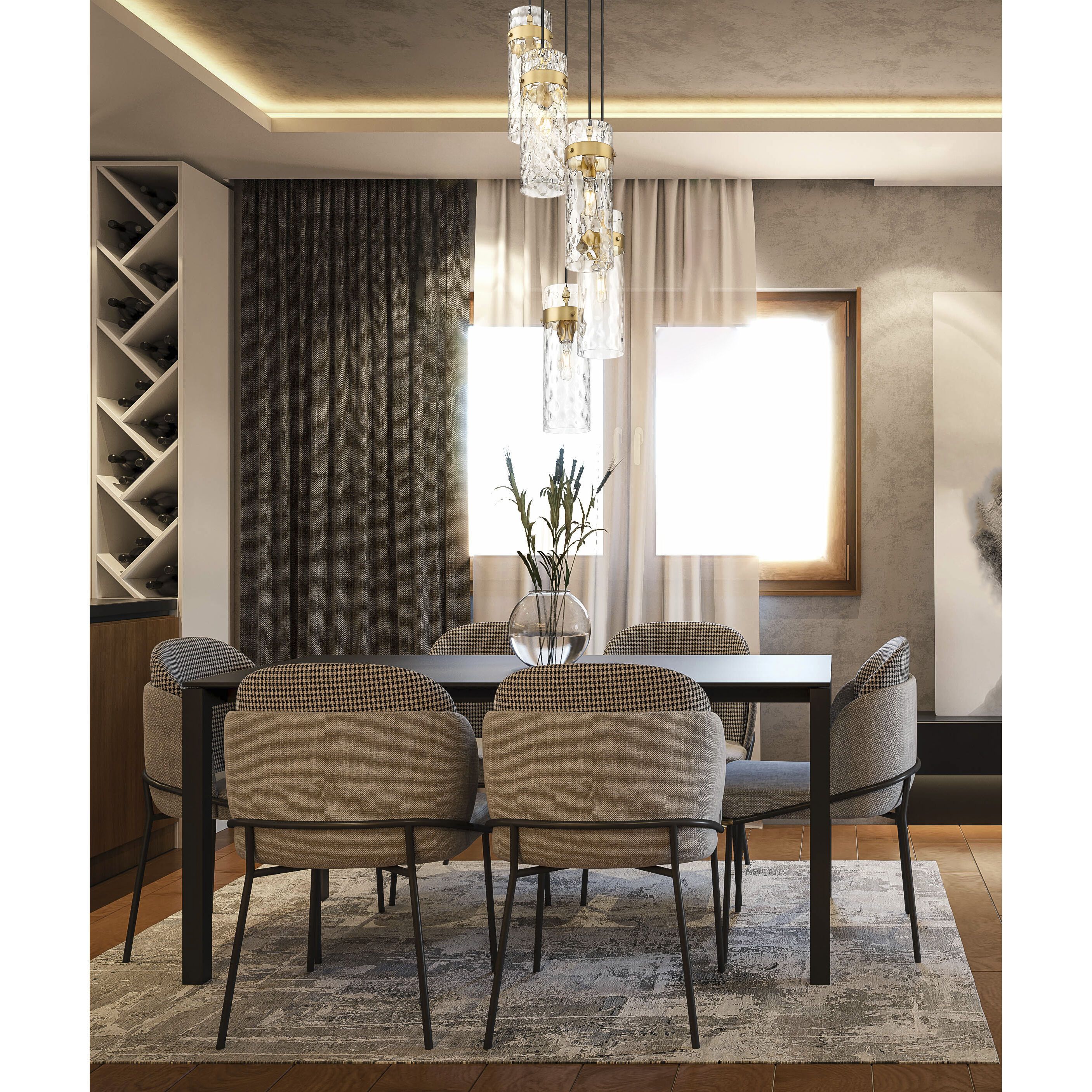 Fontaine 5 Light 14.5 inch Rubbed Brass Chandelier Ceiling Light