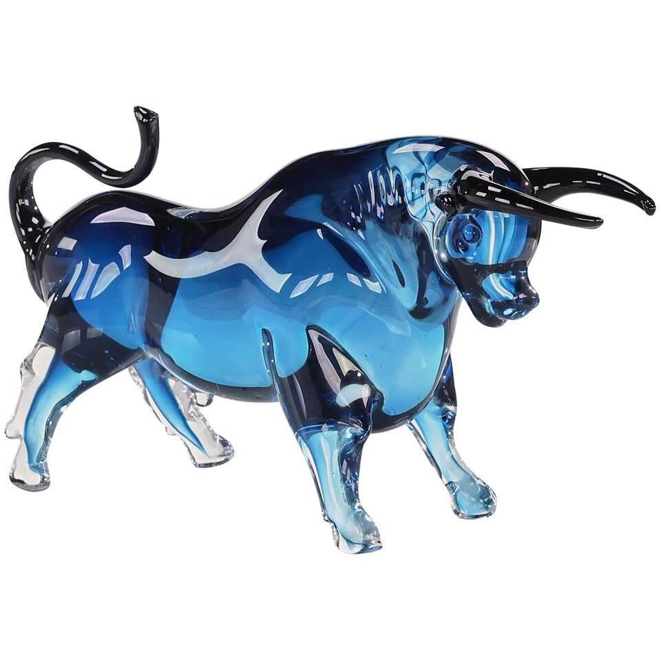 Glass Bull 14 X 8 inch Sculpture
