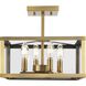 Hillcrest 4 Light 13 inch Vintage Brass Semi-Flush Mount Ceiling Light