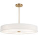 Textile Collection - Genova Family 48 inch Brushed Brass Pendant Ceiling Light in 48" D x 48" W x 9.75" H, White Linen, EVOLV