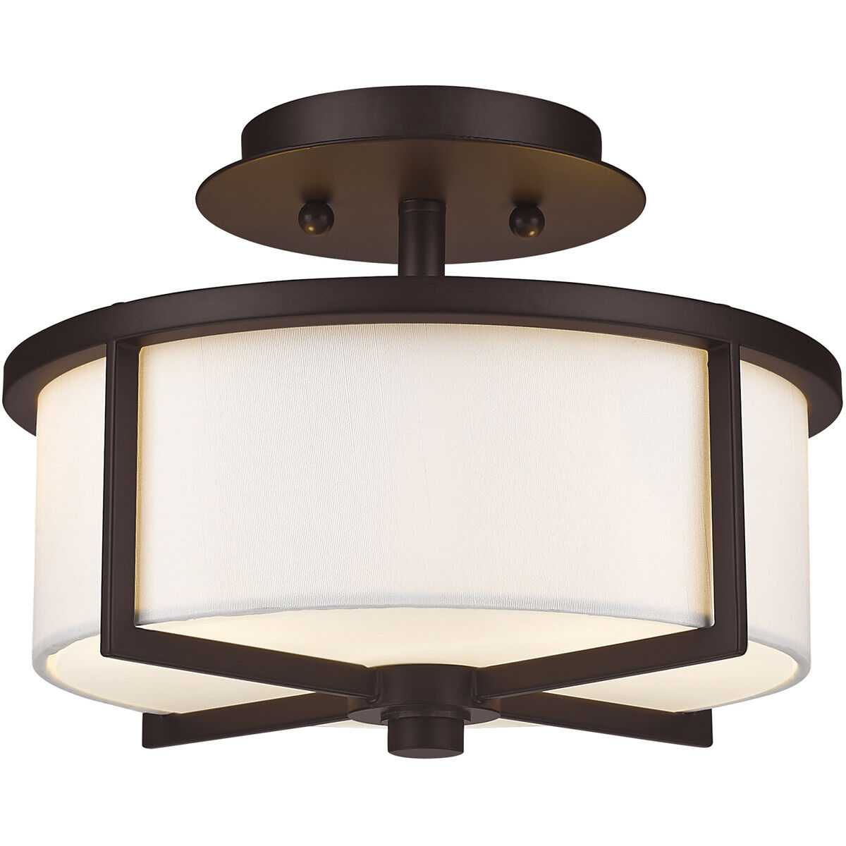 Wesley 2 Light 11 inch Bronze Semi-Flush Mount Ceiling Light