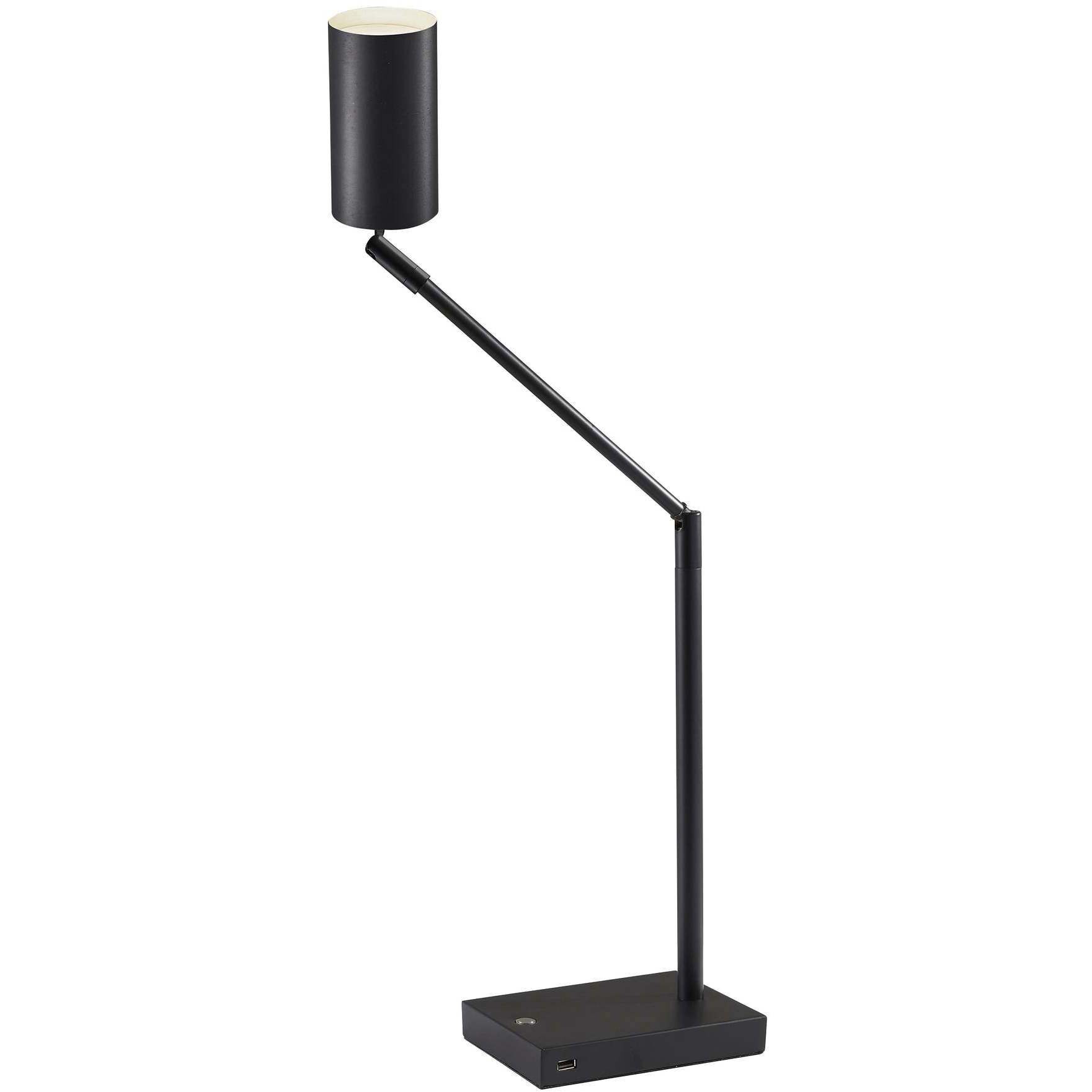 Colby 16 inch 9.00 watt Black Painted Metal Desk Lamp Portable Light, with USB Port