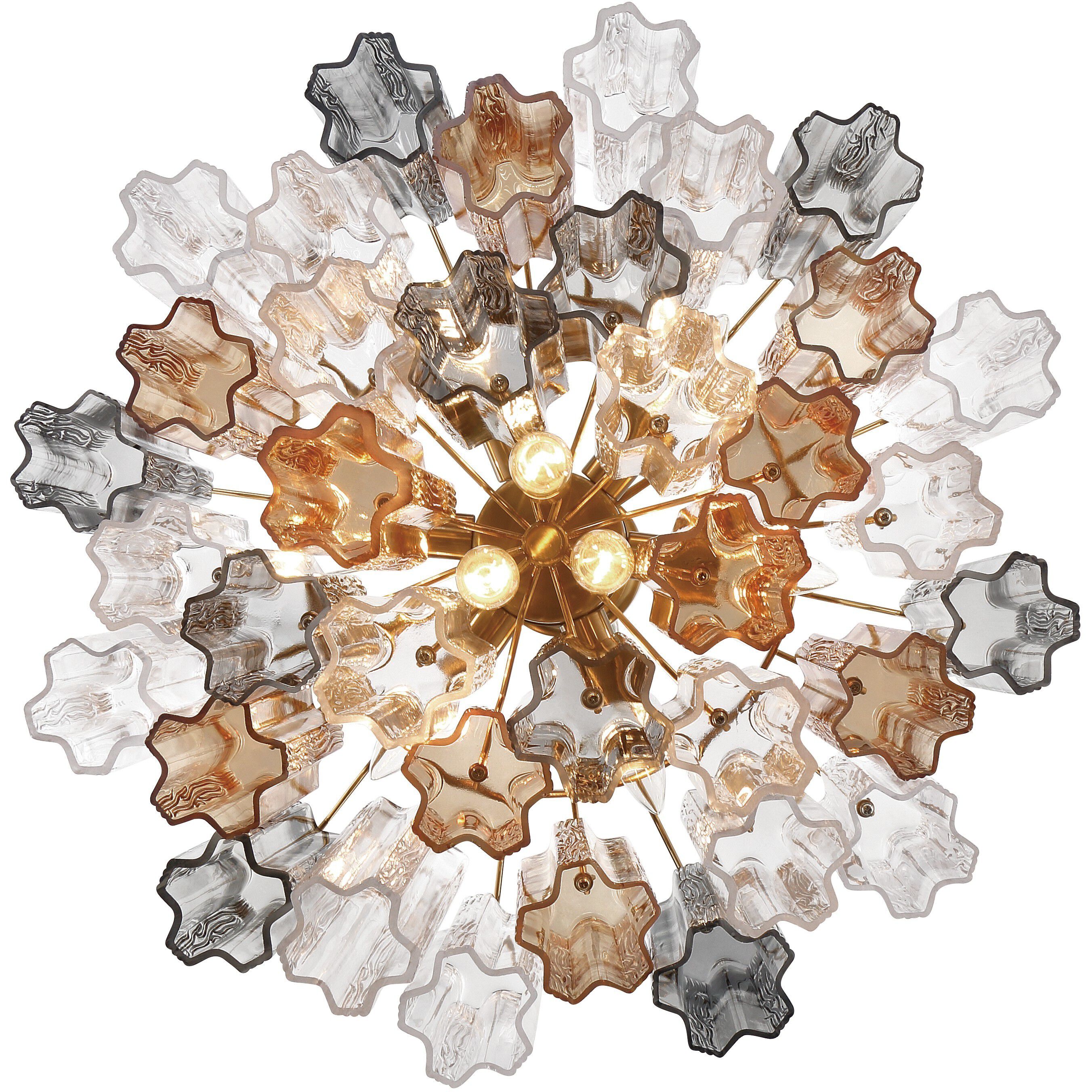 Addis 9 Light 22 inch Aged Brass Chandelier Ceiling Light in Tronchi Glass Autumn