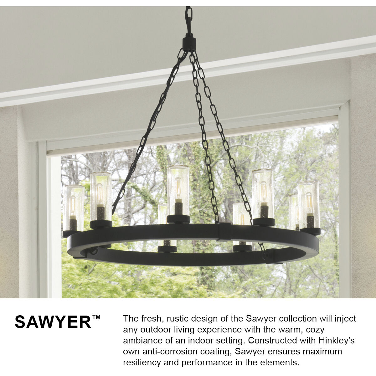 Open Air Sawyer LED 30 inch Black Outdoor Chandelier in 12V LED