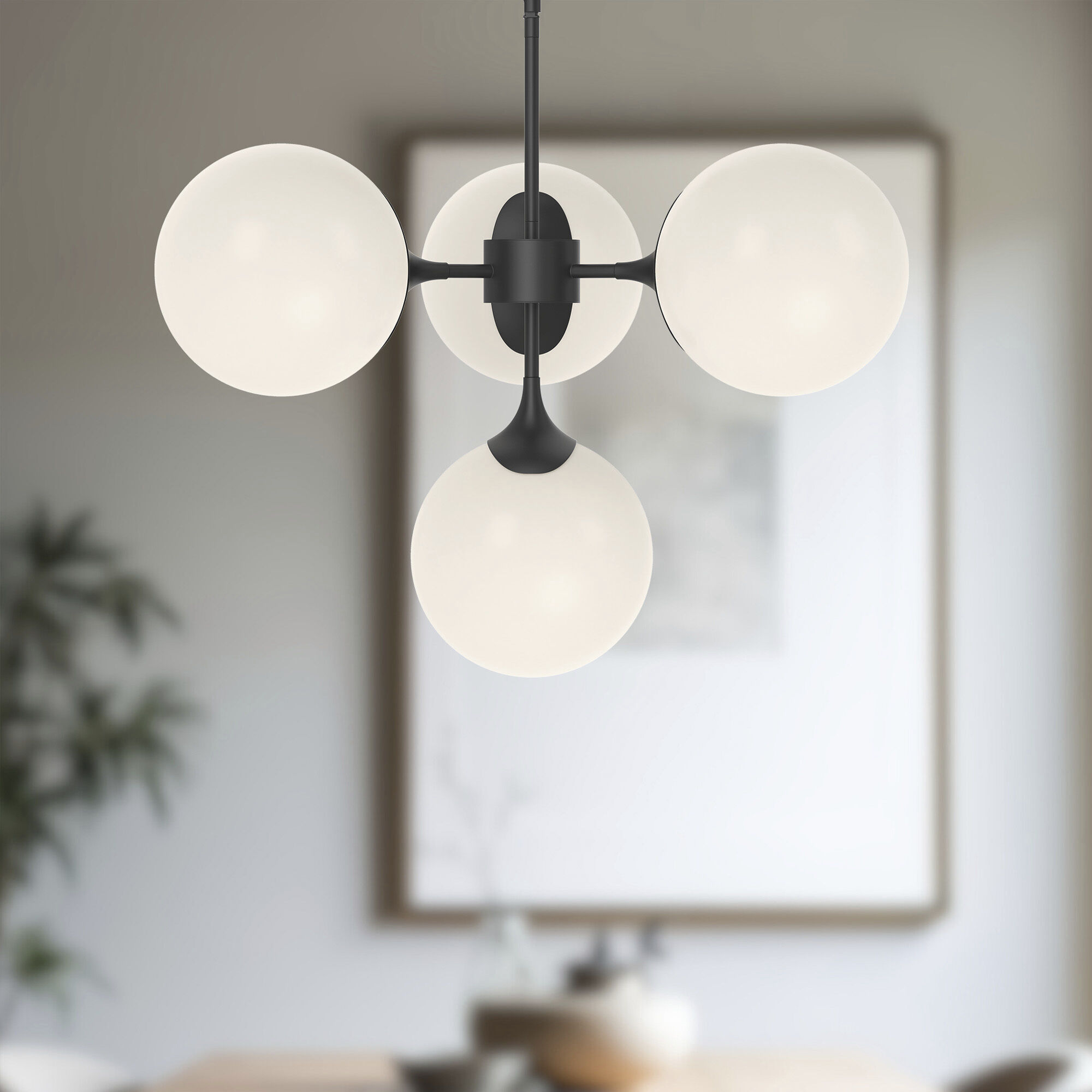Alora Mood Nouveau 4 Light 26 inch Matte Black Chandelier Ceiling Light