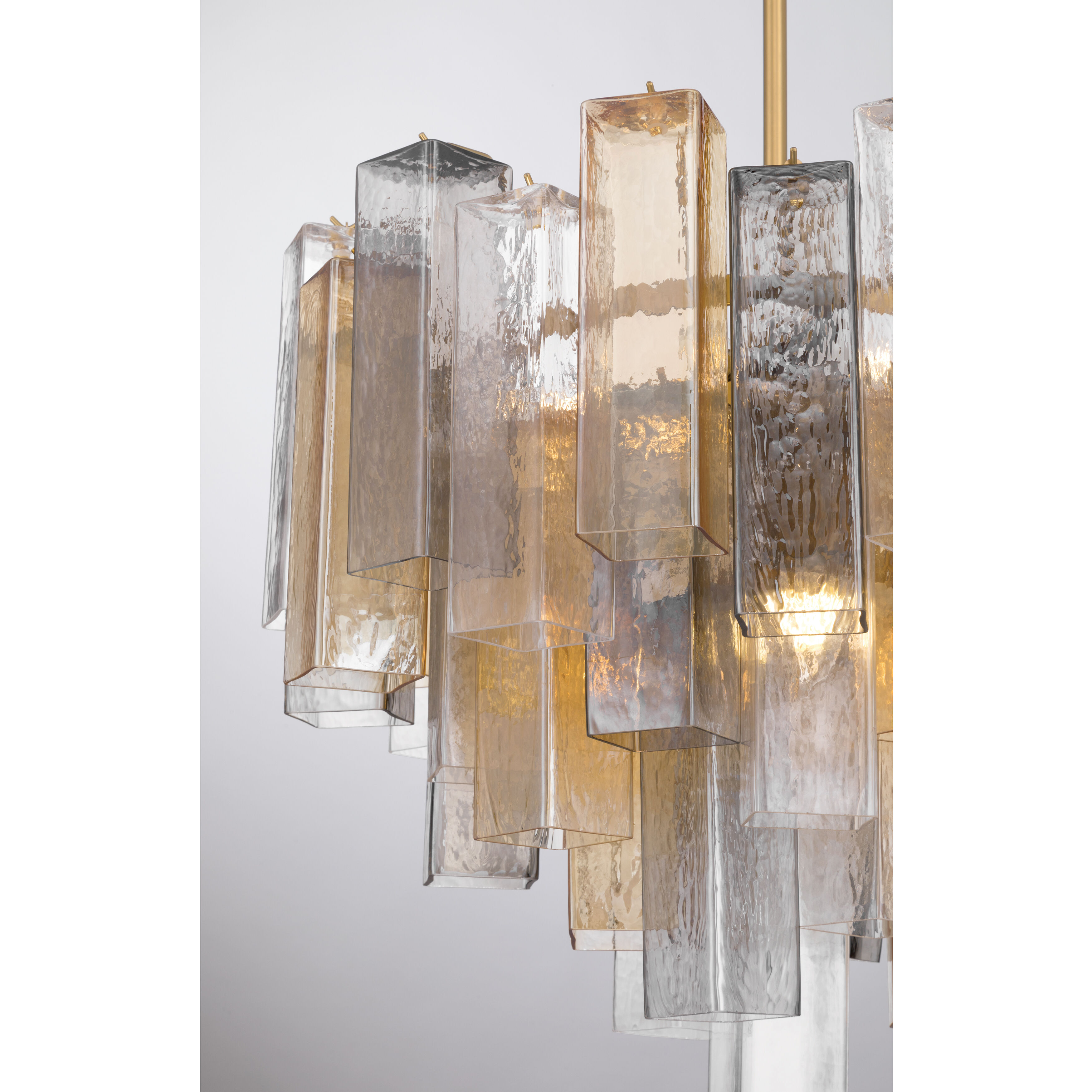 Torvento 9 Light 25.25 inch Legacy Brass Pendant Ceiling Light in Clear,  Grey and Amber Handmade Glass