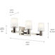 Adani 3 Light 24 inch Brushed Nickel Bath Bracket Wall Light, 3 Arm