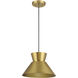Mid-Century Modern 1 Light 12 inch Natural Brass Pendant Ceiling Light