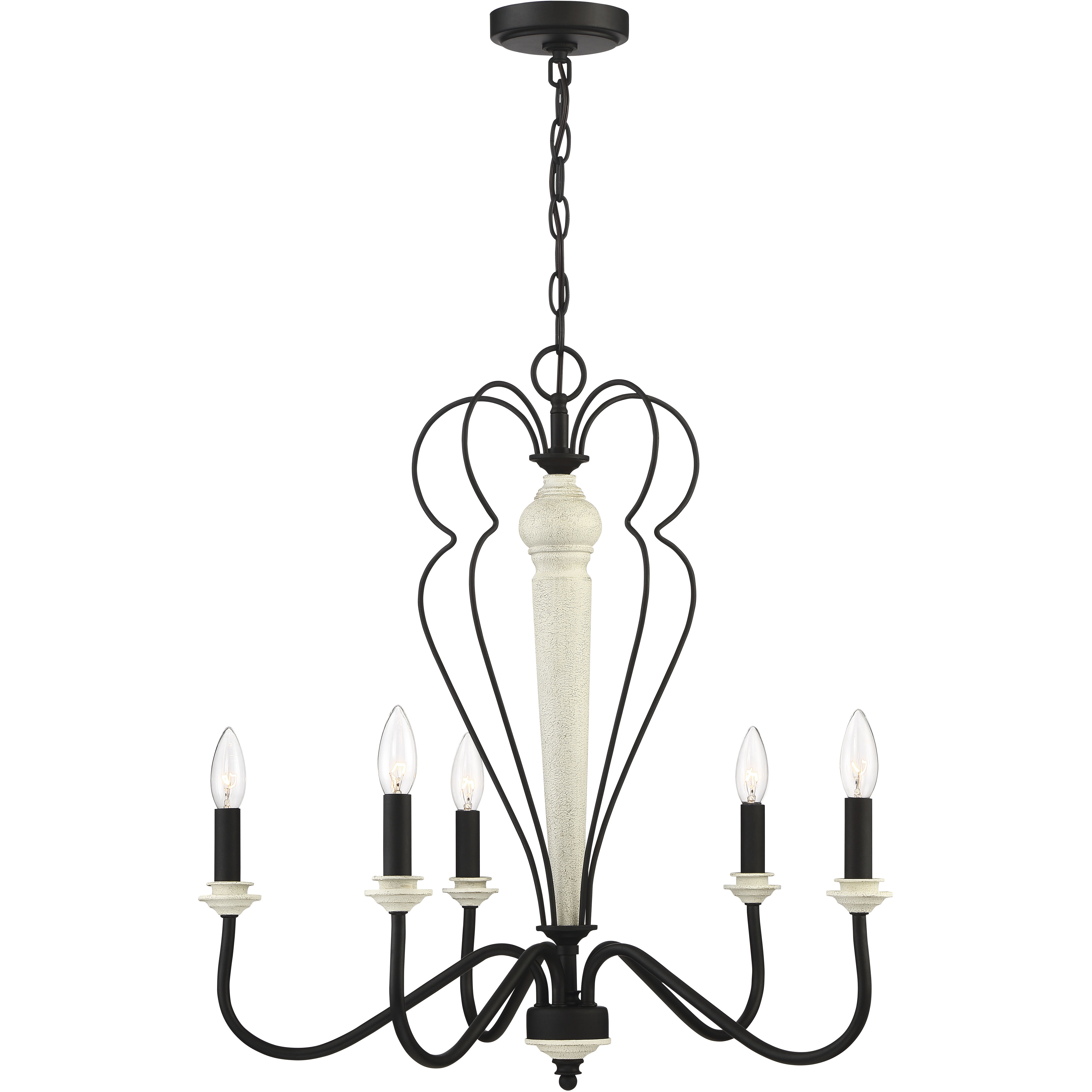 Anna 5 Light 25.5 inch Cottage White/Espresso Chandelier Ceiling Light