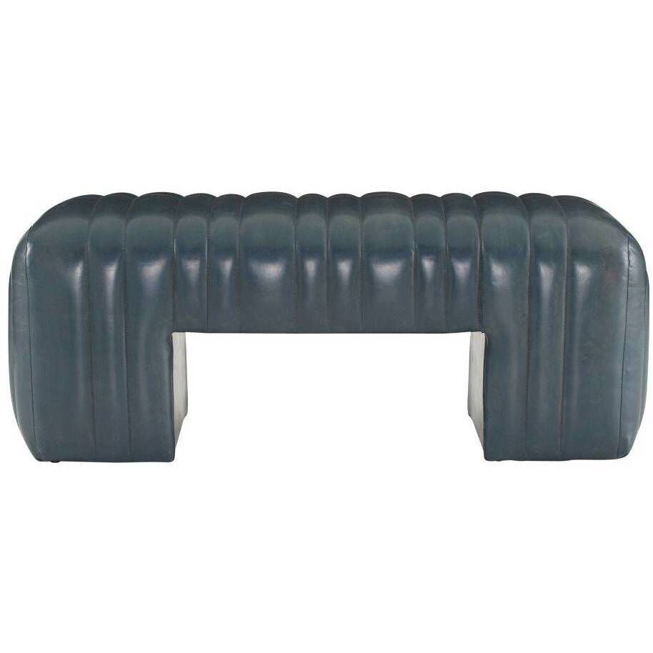 Hastings Distressed Storm Leather Bench